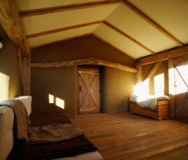Second floor of small straw bale house