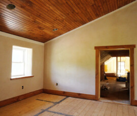 White clay plaster finish work in faswall block home