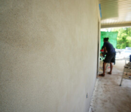 Sponged lime plaster exterior detail